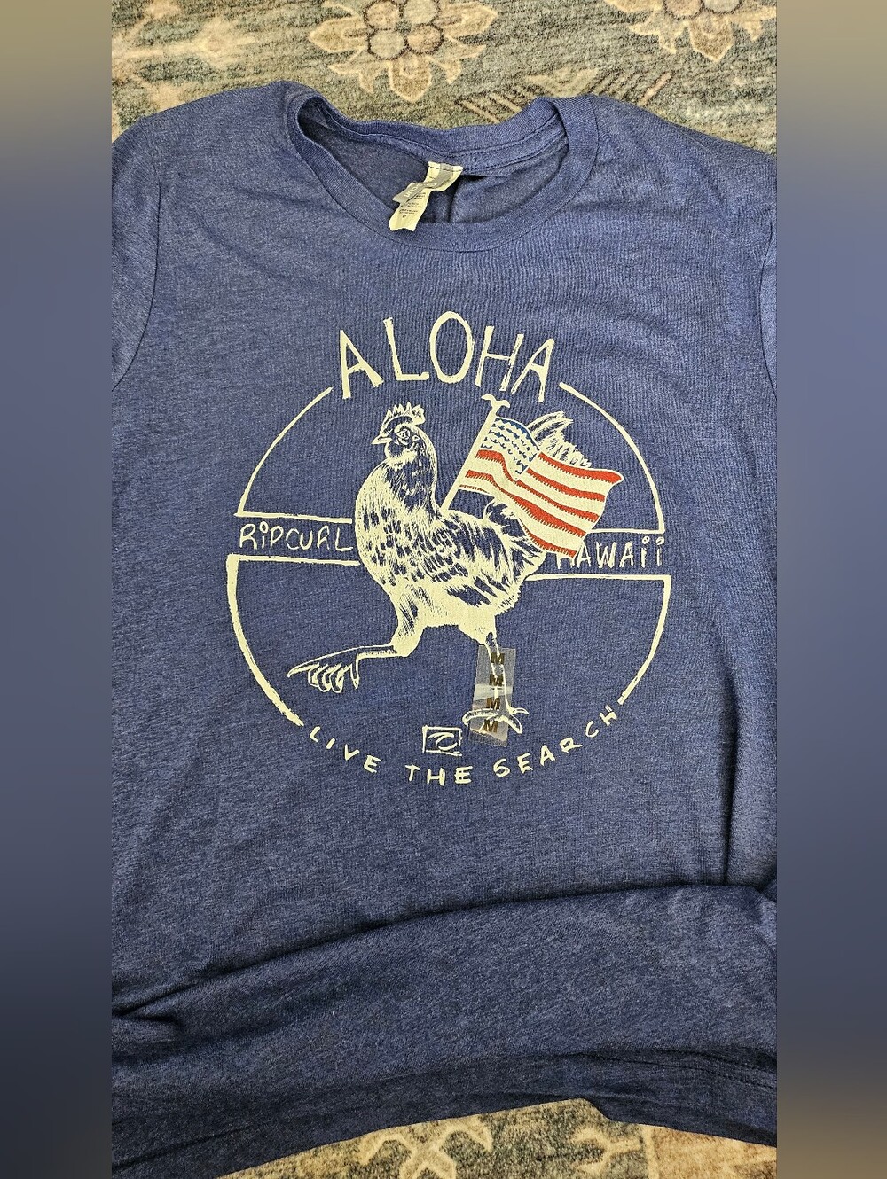 Rip Curl “Aloha” Rooster Graphic Tee – Navy – Size M – NWT